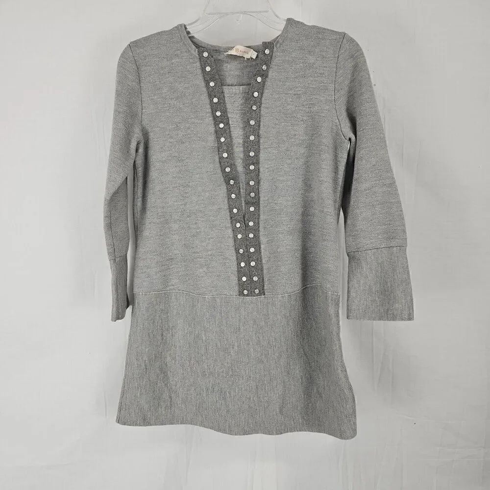 Tory Burch Yessica SweaterโIn Gray 3/4 Sleeve Tunic Women's SizeโSmall